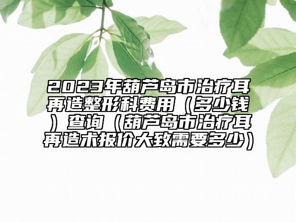 2023年葫芦岛市治疗耳再造整形科费用（多少钱）查询（葫芦岛市治疗耳再造术报价大致需要多少）