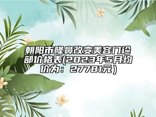 朝阳市隆鼻改变美容门诊部价格表(2023年5月均价为：27781元）