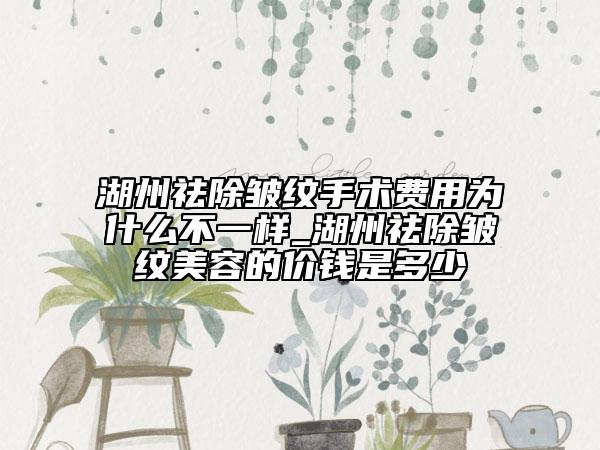 湖州祛除皱纹手术费用为什么不一样_湖州祛除皱纹美容的价钱是多少