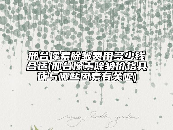 邢台像素除皱费用多少钱合适(邢台像素除皱价格具体与哪些因素有关呢)