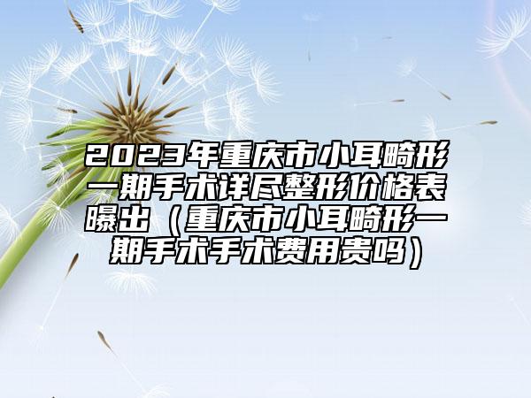 2023年重庆市小耳畸形一期手术详尽整形价格表曝出（重庆市小耳畸形一期手术手术费用贵吗）