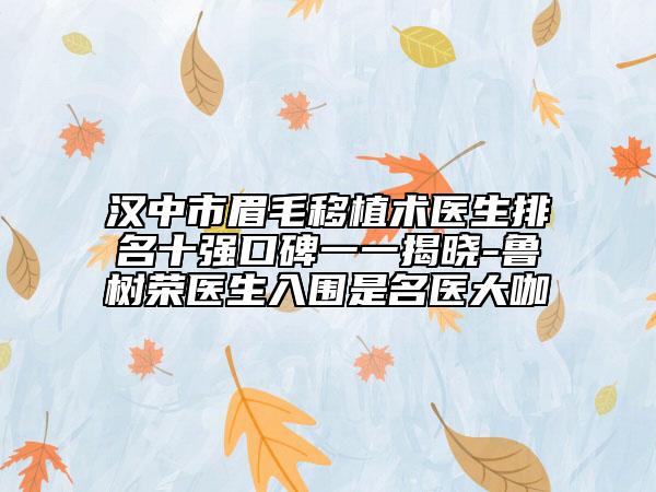 汉中市眉毛移植术医生排名十强口碑一一揭晓-鲁树荣医生入围是名医大咖