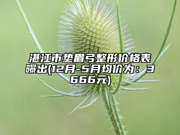 湛江市垫眉弓整形价格表曝出(12月-5月均价为：3666元)