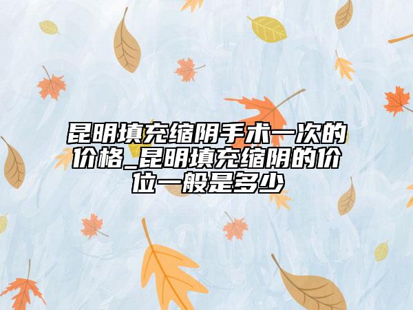 昆明填充缩阴手术一次的价格_昆明填充缩阴的价位一般是多少