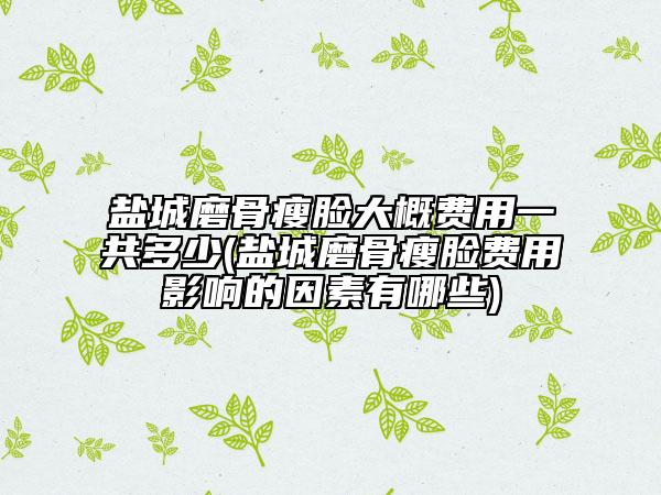 盐城磨骨瘦脸大概费用一共多少(盐城磨骨瘦脸费用影响的因素有哪些)