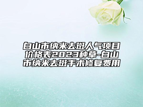 白山市纳米去斑人气项目价格表2023种草-白山市纳米去斑手术修复费用