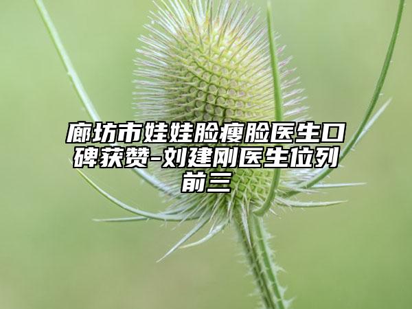 廊坊市娃娃脸瘦脸医生口碑获赞-刘建刚医生位列前三