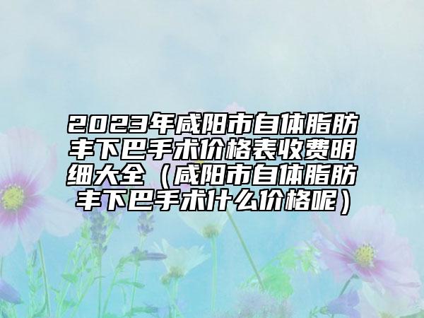 2023年咸阳市自体脂肪丰下巴手术价格表收费明细大全（咸阳市自体脂肪丰下巴手术什么价格呢）