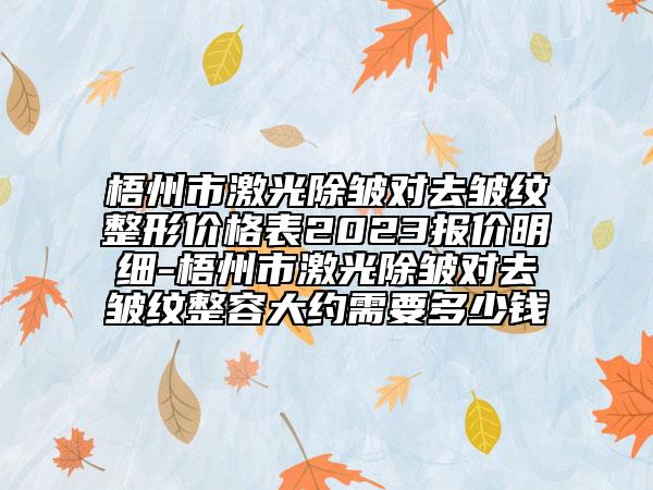 梧州市激光除皱对去皱纹整形价格表2023报价明细-梧州市激光除皱对去皱纹整容大约需要多少钱