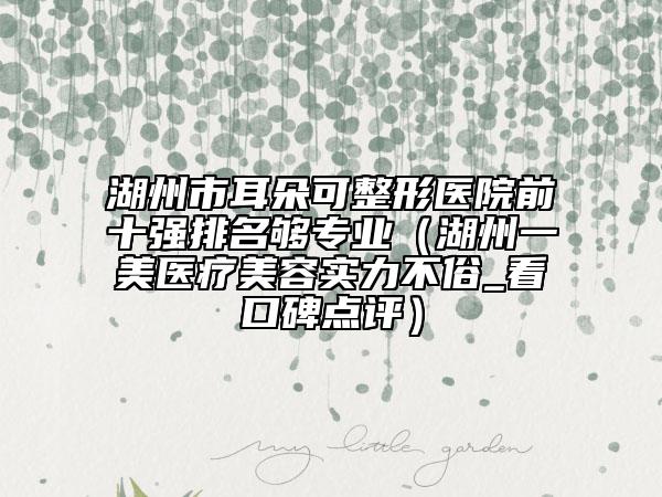 湖州市耳朵可整形医院前十强排名够专业（湖州一美医疗美容实力不俗_看口碑点评）