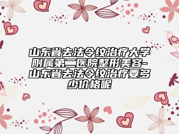 山东省去法令纹治疗大学附属第二医院整形美容-山东省去法令纹治疗要多少价格呢