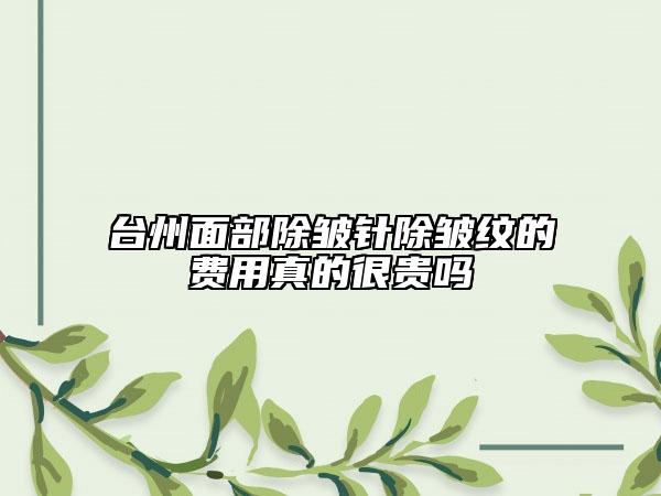 台州面部除皱针除皱纹的费用真的很贵吗
