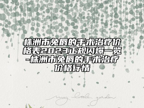 株洲市兔唇的手术治疗价格表2023正规闪爆一览-株洲市兔唇的手术治疗价格行情