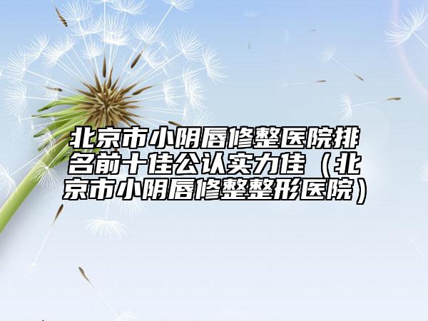 北京市小阴唇修整医院排名前十佳公认实力佳（北京市小阴唇修整整形医院）