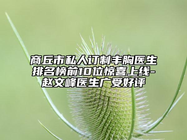 商丘市私人订制丰胸医生排名榜前10位惊喜上线-赵文峰医生广受好评
