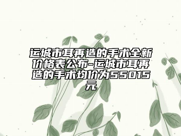 运城市耳再造的手术全新价格表公布-运城市耳再造的手术均价为55015元