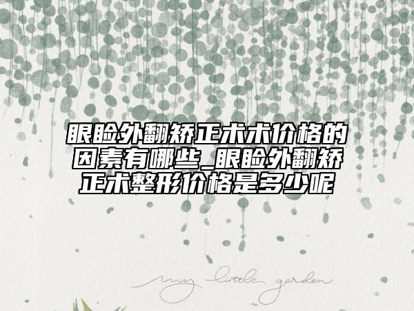眼睑外翻矫正术术价格的因素有哪些_眼睑外翻矫正术整形价格是多少呢