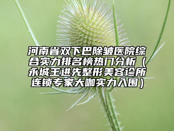 河南省双下巴除皱医院综合实力排名榜热门分析（永城王进先整形美容诊所连锁专家大咖实力入围）