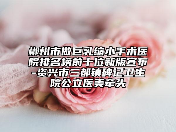 郴州市做巨乳缩小手术医院排名榜前十位新版宣布-资兴市三都镇碑记卫生院公立医美牵头