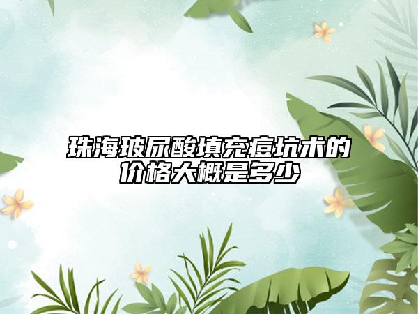 珠海玻尿酸填充痘坑术的价格大概是多少