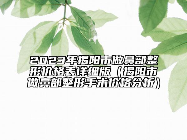 2023年揭阳市做鼻部整形价格表详细版（揭阳市做鼻部整形手术价格分析）