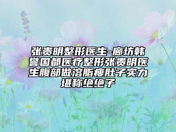 张贵明整形医生-廊坊韩誉国都医疗整形张贵明医生腹部做溶脂瘦肚子实力堪称绝绝子