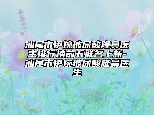 汕尾市伊婉玻尿酸隆鼻医生排行榜前五联名上新-汕尾市伊婉玻尿酸隆鼻医生