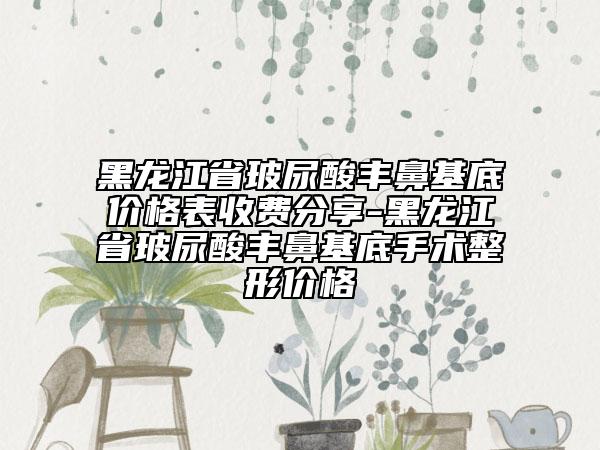 黑龙江省玻尿酸丰鼻基底价格表收费分享-黑龙江省玻尿酸丰鼻基底手术整形价格