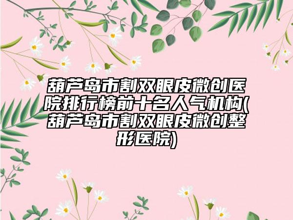 葫芦岛市割双眼皮微创医院排行榜前十名人气机构(葫芦岛市割双眼皮微创整形医院)