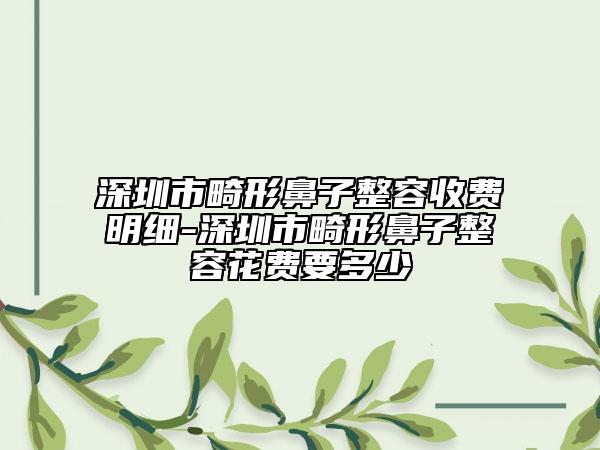 深圳市畸形鼻子整容收费明细-深圳市畸形鼻子整容花费要多少