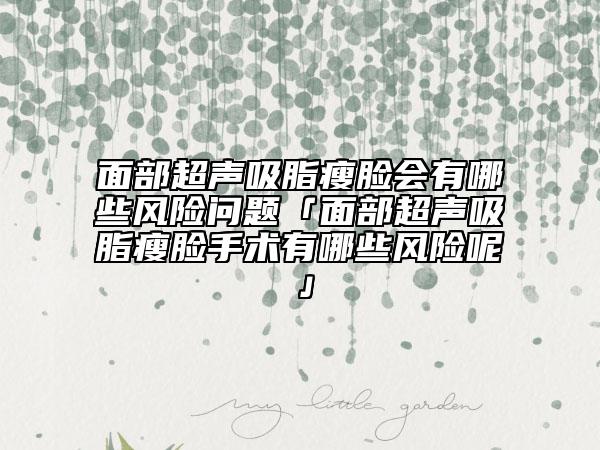 面部超声吸脂瘦脸会有哪些风险问题「面部超声吸脂瘦脸手术有哪些风险呢」