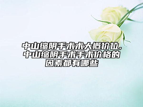 中山缩阴手术术大概价位,中山缩阴手术手术价格的因素都有哪些