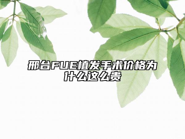 邢台FUE植发手术价格为什么这么贵