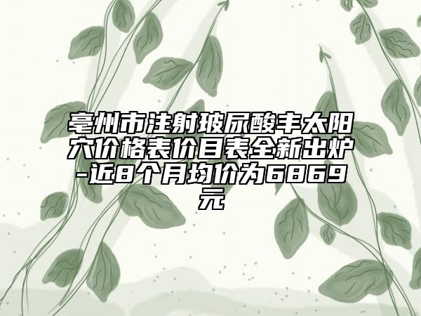 亳州市注射玻尿酸丰太阳穴价格表价目表全新出炉-近8个月均价为6869元