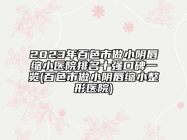 2023年百色市做小阴唇缩小医院排名十强口碑一览(百色市做小阴唇缩小整形医院)