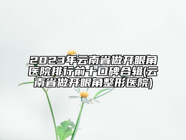 2023年云南省做开眼角医院排行前十口碑合辑(云南省做开眼角整形医院)