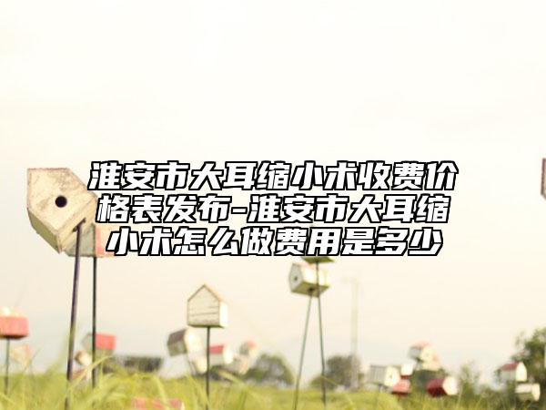 淮安市大耳缩小术收费价格表发布-淮安市大耳缩小术怎么做费用是多少