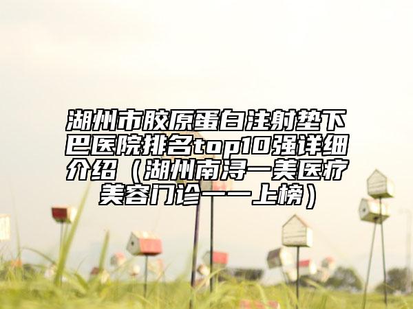 湖州市胶原蛋白注射垫下巴医院排名top10强详细介绍（湖州南浔一美医疗美容门诊一一上榜）