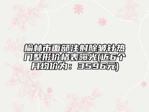 榆林市面部注射除皱针热门整形价格表曝光(近6个月均价为：3596元)