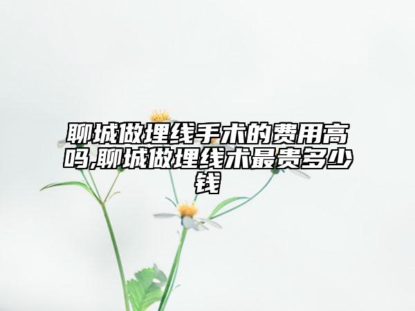 聊城做埋线手术的费用高吗,聊城做埋线术最贵多少钱