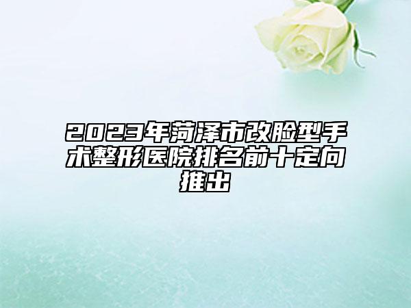 2023年菏泽市改脸型手术整形医院排名前十定向推出