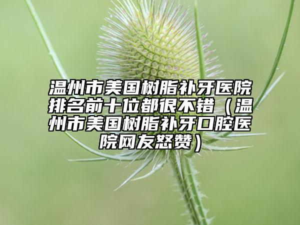 温州市美国树脂补牙医院排名前十位都很不错（温州市美国树脂补牙口腔医院网友怒赞）