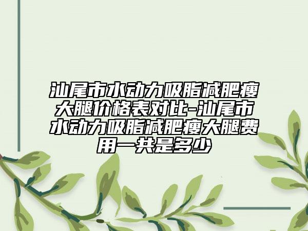 汕尾市水动力吸脂减肥瘦大腿价格表对比-汕尾市水动力吸脂减肥瘦大腿费用一共是多少