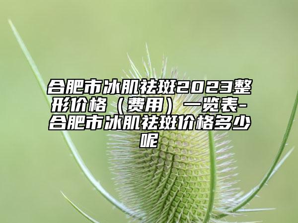 合肥市冰肌祛斑2023整形价格（费用）一览表-合肥市冰肌祛斑价格多少呢