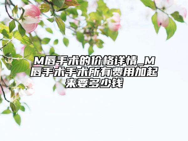 M唇手术的价格详情_M唇手术手术所有费用加起来要多少钱
