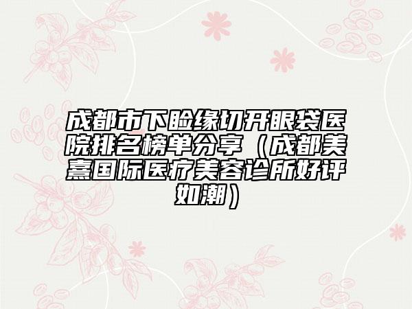 成都市下睑缘切开眼袋医院排名榜单分享（成都美熹国际医疗美容诊所好评如潮）