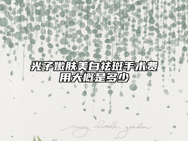 光子嫩肤美白祛斑手术费用大概是多少
