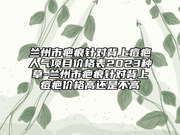 兰州市疤痕针对背上痘疤人气项目价格表2023种草-兰州市疤痕针对背上痘疤价格高还是不高