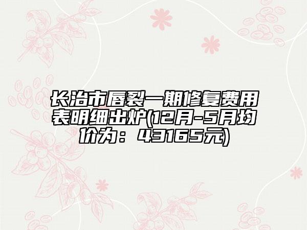 长治市唇裂一期修复费用表明细出炉(12月-5月均价为：43165元)