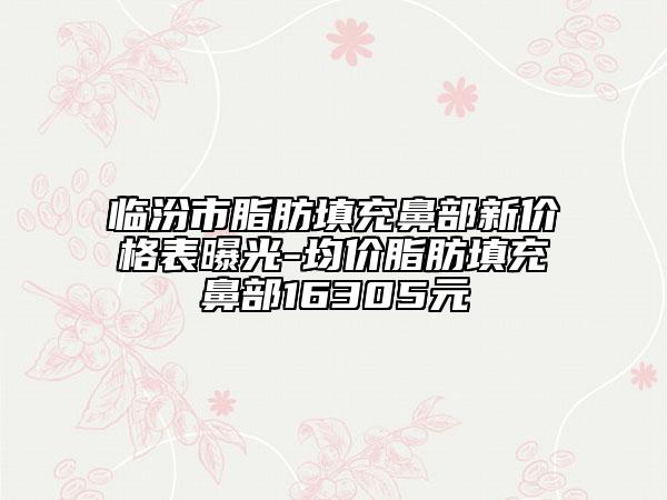 临汾市脂肪填充鼻部新价格表曝光-均价脂肪填充鼻部16305元
